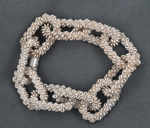 RARO Bracciale Hermes Paris GRANDE in argento all'uncinetto 110 grammi