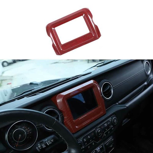 For Jeep Wrangler JL 2018-2021 Red Carbon Fiber Central Console Navigation Frame