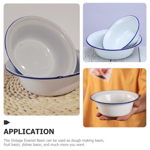 Enamel Bowl Kitchen Mixing Bowls Mother Child Enamelware Serving - Imagen 3 de 12