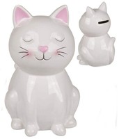 Spardose Katzen Figur Keramik Weiß Mit Schloß KäTzchen Geschenk Sparschwein