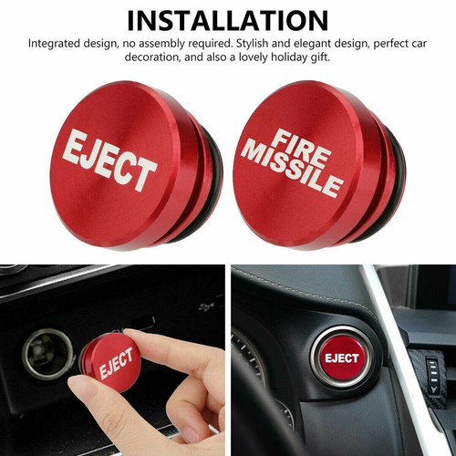 1 pieza universal botón de expulsión de misiles de fuego coche encendedor de cigarrillos cubierta accesorios - Imagen 2 de 12