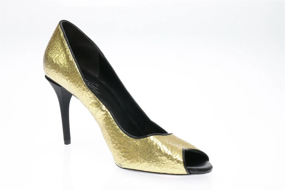 Kenneth Cole Ingrahm 女式金属金色皮革露趾高跟鞋 9 M 码 — 第 4/4 张图片