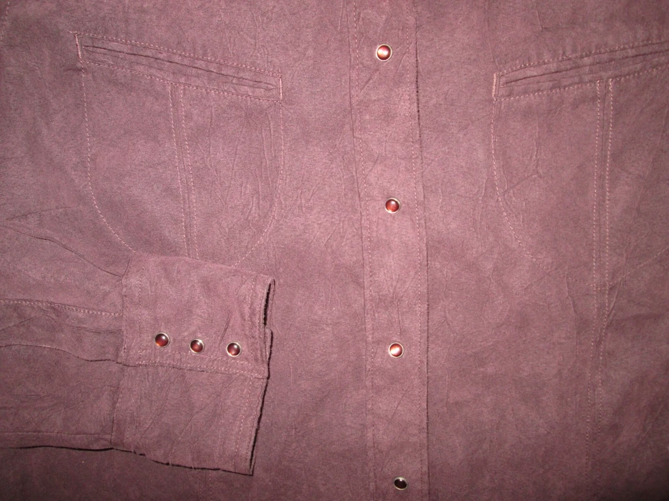 Camisa feminina Columbia XCO pequena pérola encaixe marrom camurça sintética couro ocidental - Imagem 3 de 4