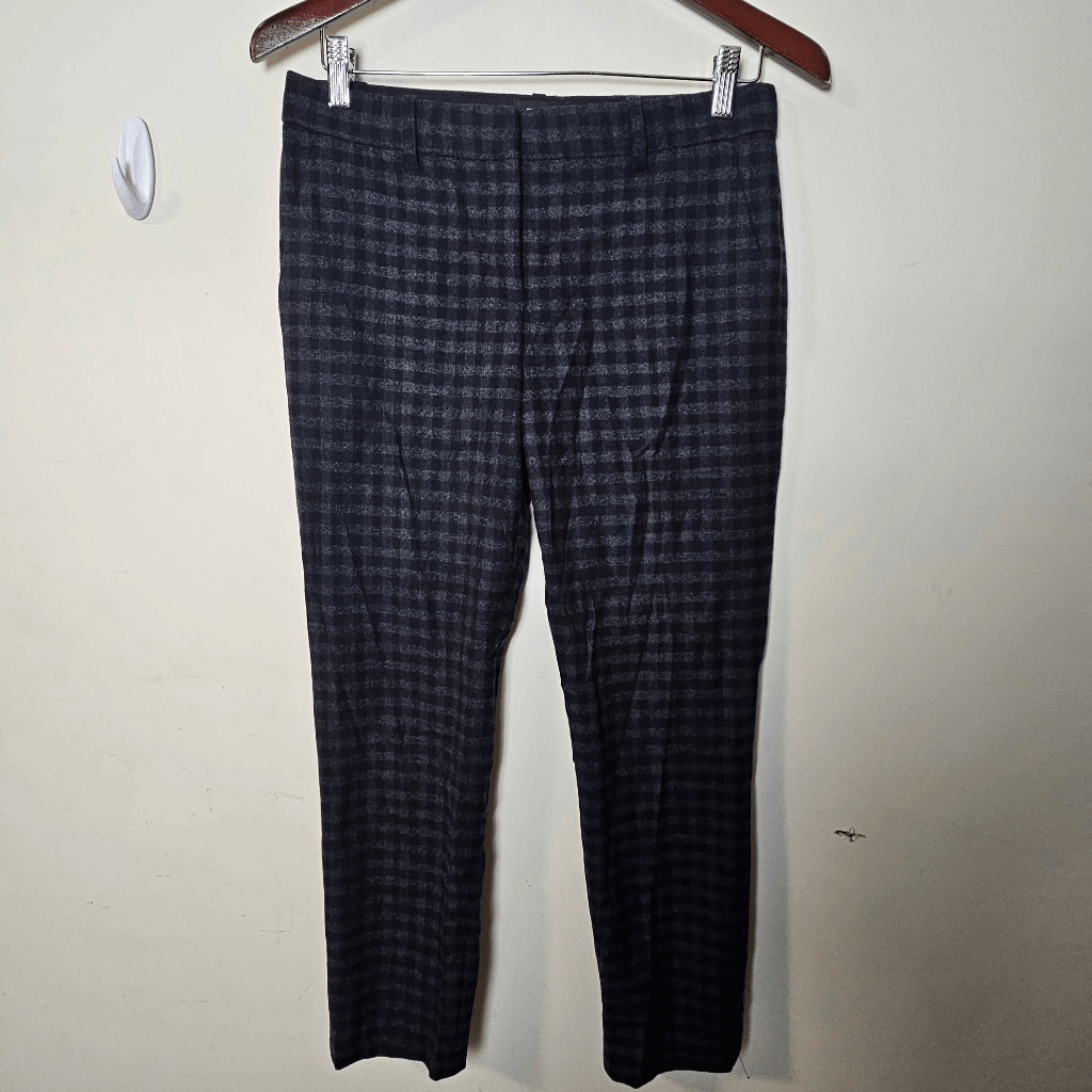 Theory Treeca Brisk Check Plaid Wool Cropped Straight Pants