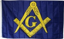 Masonic Flag 3x5 ft Square & Compass G Blue Gold Masonry Freemason Banner Lodge
