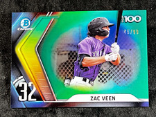 2022 Bowman Chrome Top 100 GREEN REFRACTOR Zac Veen 45/99