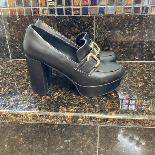 Schwarze Horsebit Schuhe Designer inspiriert Plateau Halbschuhe 7 - Bild 4 von 8