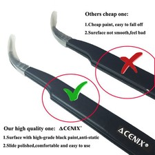 ACENIX  10 Pcs Set Professional Precision ESD Anti-Static Tweezers Black Nylon