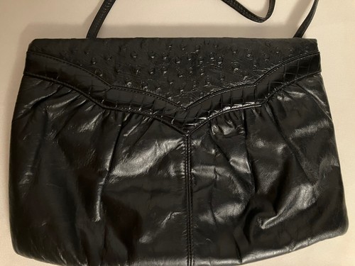 VINTAGE Mardane New York USA Handbag Purse Black Ostrich Leather Classic CLEAN! - Picture 2 of 10