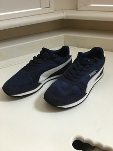 navy blue leather trainers womens