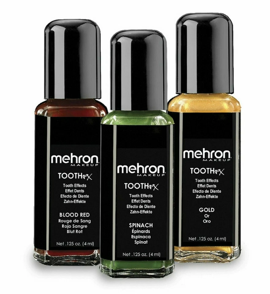 Mehron Tooth FX Color Pintura Teatro Negro, Dorado, Blanco Disfraz Zombie Dientes Maquillaje Foto 2 de 4
