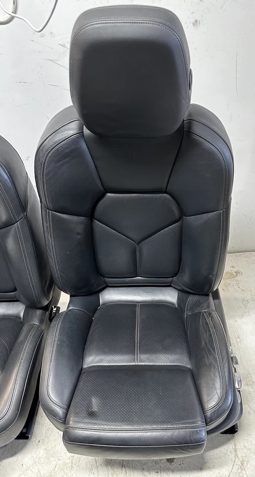 Conjunto de asientos delanteros térmicos de cuero negro 11-14 OEM Porsche Cayenne S 958 Foto 3 de 4