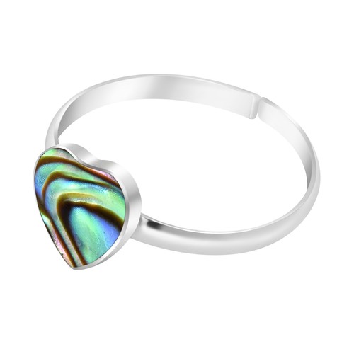 Heart Peacock Abalone Shell .925 Silver Toe/Pinky Ring - Picture 2 of 4