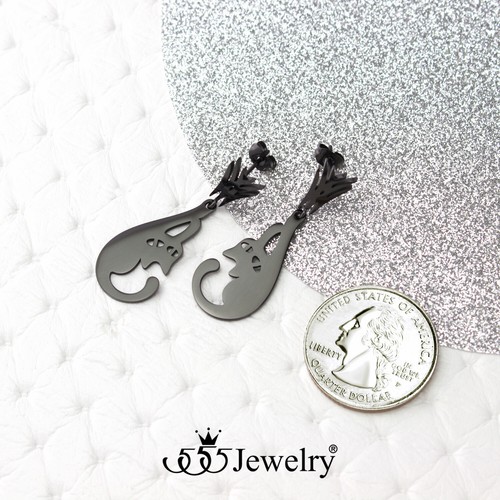 ‎555Jewelry Stainless Steel Cute Hanging Cat Dangling Drop Earrings for Womens - Bild 30 von 30