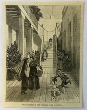 1886 magazine engraving ~ QUARTERS OF HUMBLER CLASS, Mexico