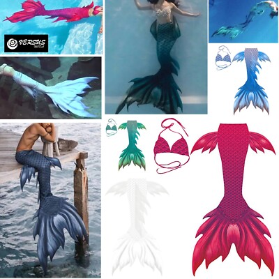 Meerjungfrau Schwanz Kostüm Unisex Damen Profi Mermaid Tail Meer Pool SMZ019