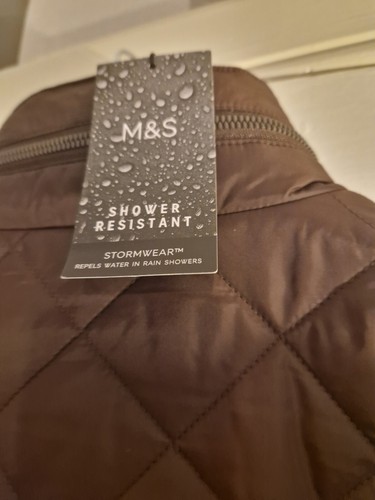 M&S BRAUNE STEPPJACKE/WATTIERTE JACKE MIT STORMWEAR. GROSS, LANG. Neu mit Etikett - Bild 6 von 9