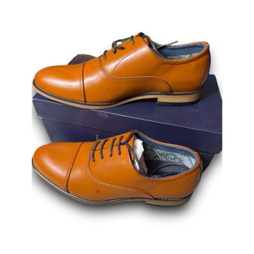 NIB Bruno Marc Men's Classic Cap Toe Oxford Dress Shoes Leather Brown US 4.5