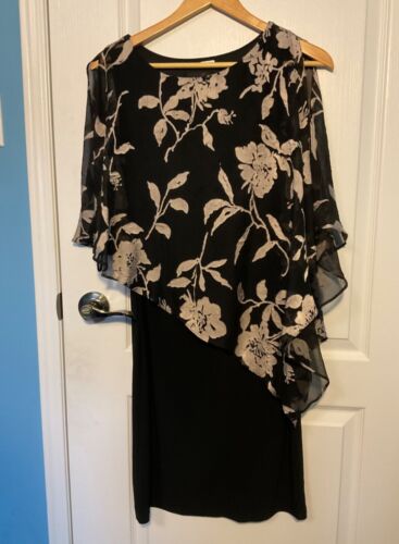 SCARLETT Womens Silver Floral and Black Elegant Dress US 6 - Picture 1 of 5