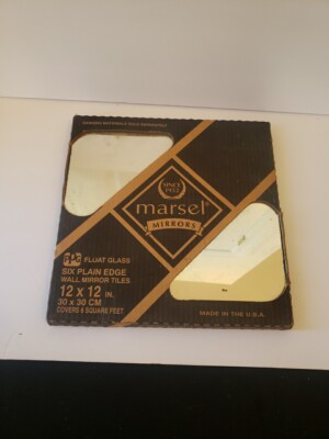 Marsel Mirrors Six Plain Edge Wall Mirror Tiles 12'' x 12'' NOS 