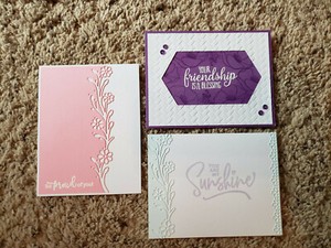 3 Stampin Up Greeting Cards Ornate Border, So Sentimental, Peaceful Moments