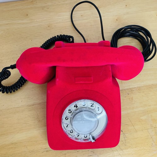 Pink Flocked Rotary Telephone Landline Retro Style Bright Handset Phone Rare - Picture 9 of 9