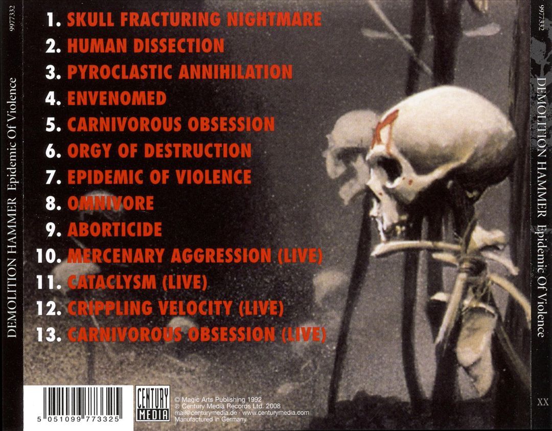 DEMOLITION HAMMER EPIDEMIC OF VIOLENCE [BONUS TRACKS] NEW CD