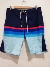 Cancer Council Mens Size M Blue W32 in  Stripe Long Striped Board Shorts Surf