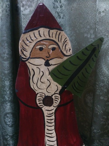 Folk Art Primitive Santa Claus Vintage Handpainted Metal Signed Christmas Xmas - Picture 3 of 6