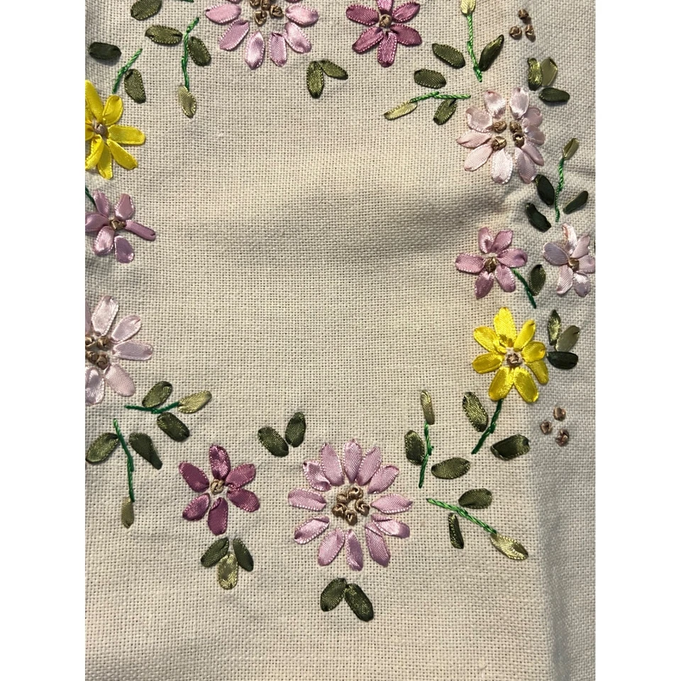 Bestickte Kissenbezüge 3er Set, 16x16, Blumenband Applikation Cottagecore - Bild 2 von 4