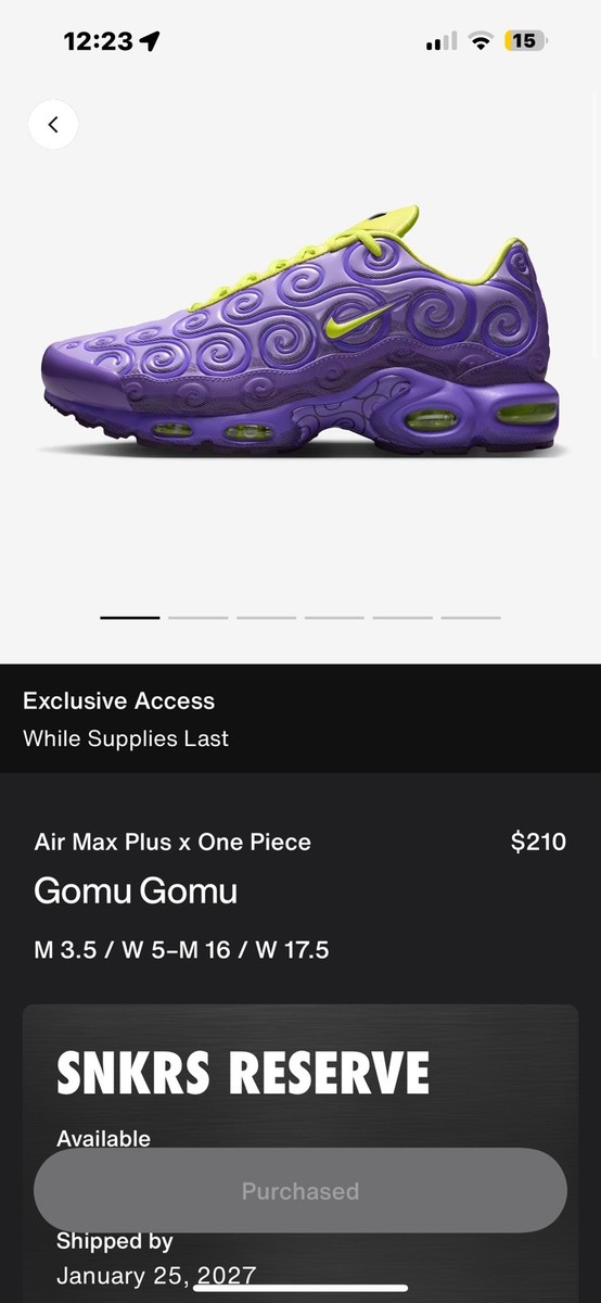 Nike Air Max Plus x One Piece “Gomu Gomu” Size 11 Brand New PreSale — product photo 4 of 5