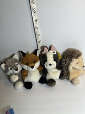 Aurora Palm Pals Mini Fox, Porcupine, Dog and Wolf Bean Bag Plush. 3 with tags