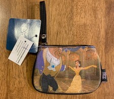 Genuine Disney Princess Belle Coin Purse Mini Pouch Bag Zipper Close  Strap NWT