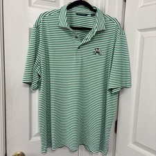 Cutter  Buck Notre Dame Pique Polo Shirt Men  s SS Logo Sz XL Green White Stripe