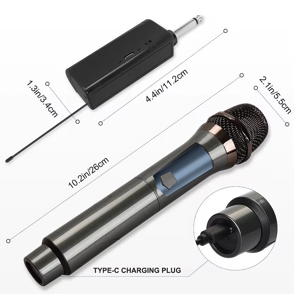 2X Mikrofon kabellos drahtloses Funkmikrofon Microphone Handmikrofon dynamisch - Bild 3 von 4