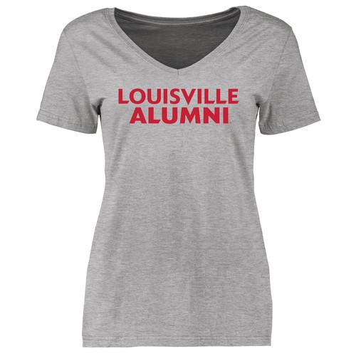 Women's Ash Louisville Cardinals Louisville Alumni Signature Stack T-Shirt