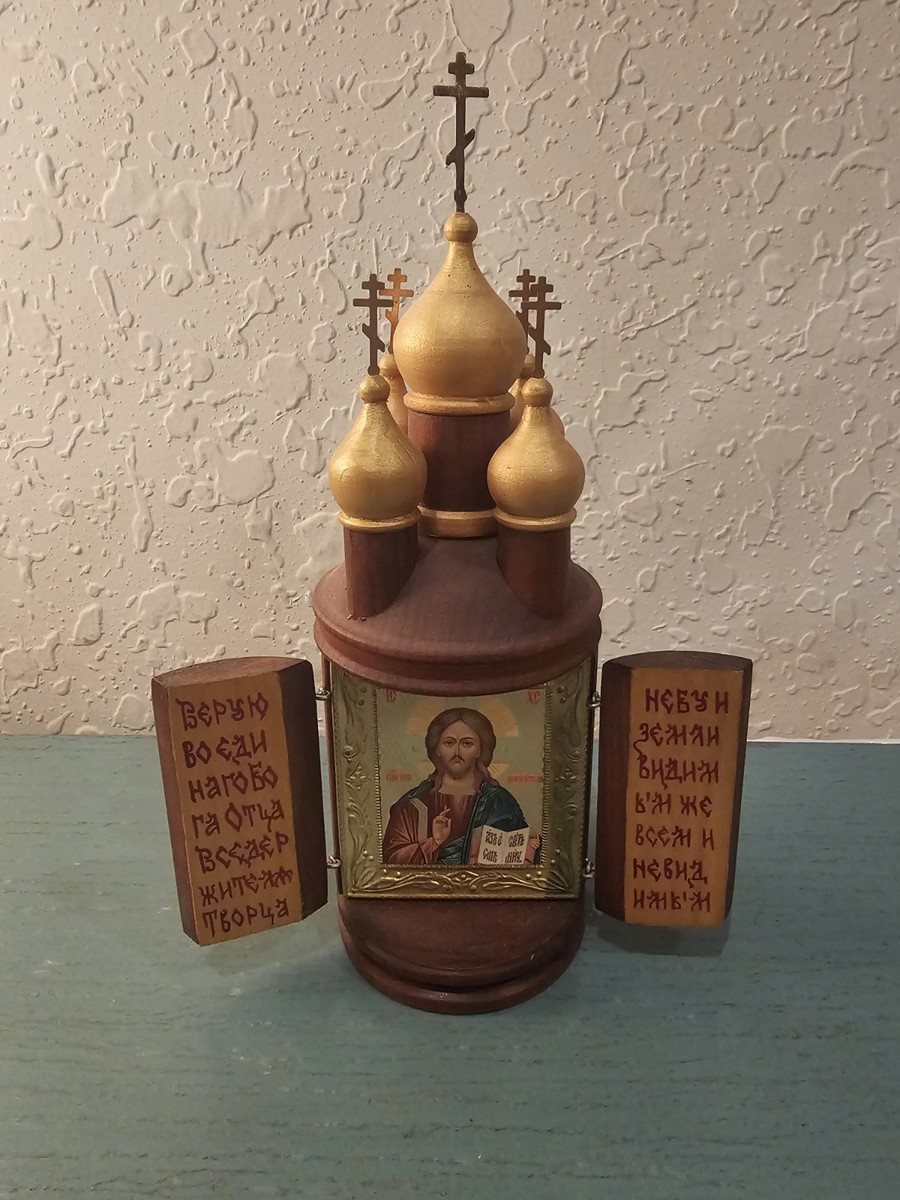 【新品】積み木　The Russian Church Vintage Very Rare Russian Orthodox Wooden Church W/Christ Icon