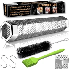 12" Smoke Tube for Pellet Smoker Grill Stainless Steel w/ Bonus Brush
