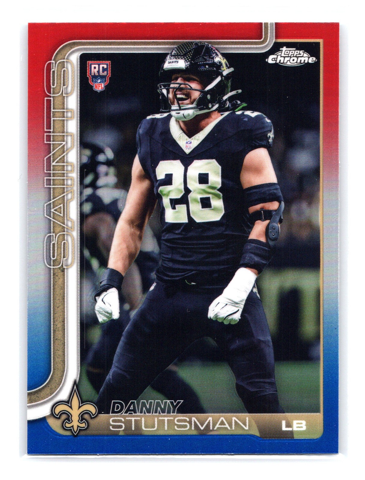 2025 Topps Chrome Danny Stutsman #373 Red White and Blue Refractor Saints