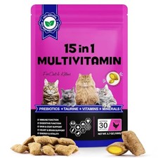 Cat Vitamins Treats 15 in 1 Multivitamin Chews 30 Day