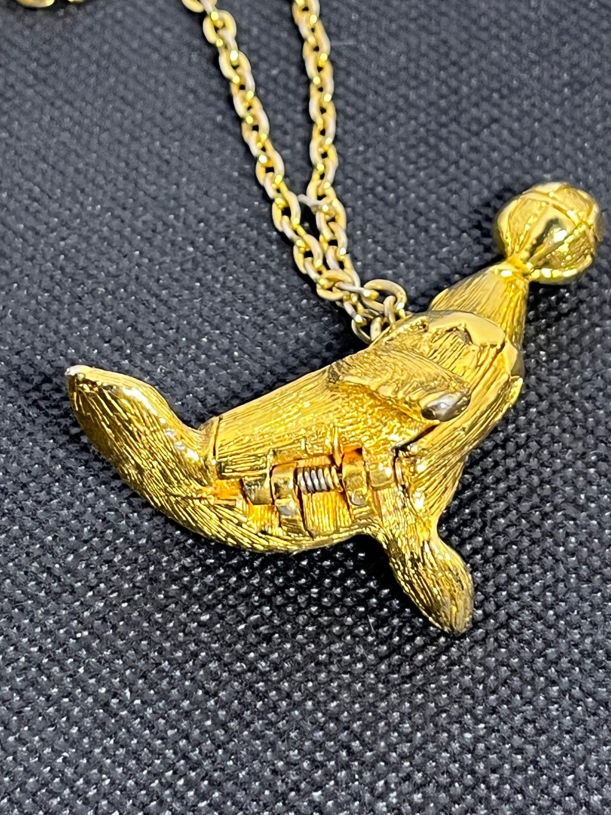 Vintage Max Factor Seal Solid Perfume Necklace Go… - image 11