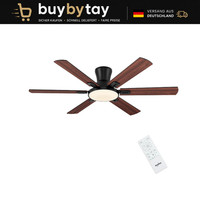 Deckenventilator Holz 132Cm Mit Beleuchtung Fernbedienung Leise Dimmbar