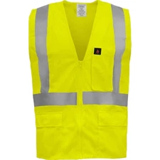 Ironwear 1284FR-LZ MD FR Poly Mesh Vest, Lime, Zip Front, High Visibility