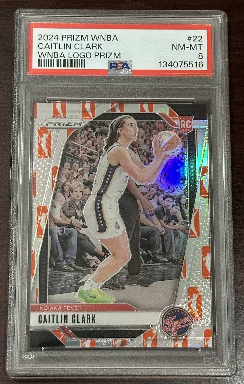 2024 Panini Prizm Caitlin Clark Rookie WNBA Logo Parallel PSA 8 NM-MT RC #22