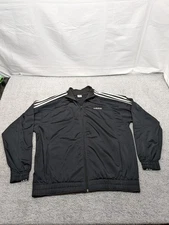 Vintage Y2K Adidas Three Stripe Full Zip Black Track Jacket Men’s Large