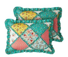 2-Pioneer Woman PETAL PARTY PATCHWORK Standard Pillow Sham Set 20 x 28