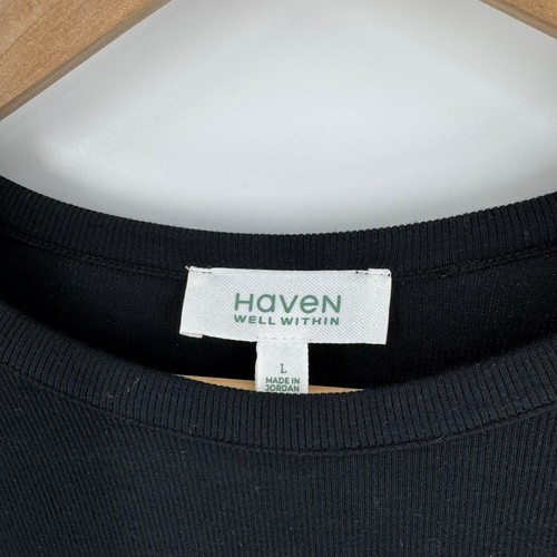 Top Haven Well Within nero a costine manica lunga comodo basic taglia large - Foto 3 di 7