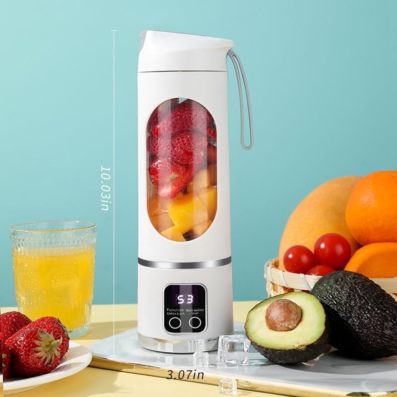 Portable Blender 15oz USB-C Rechargeable Travel Juicer 12-Blade Leakproof White