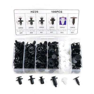 100 pcs Car Push Rivets Universal Fastener Clips for Door/Bumper Screw Retainer