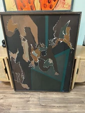 Midcentury Acrylic On Canvas Painting By Helen Stein"Mutation  42"x32"